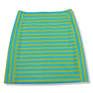 MICHAEL Michael Kors Stretchy Striped Mini Pencil Skirt Bright Green Blue Size 2